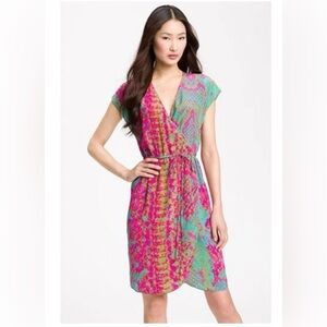 Anthropologie Presley Skye Silk Faux Wrap Dress - Medium